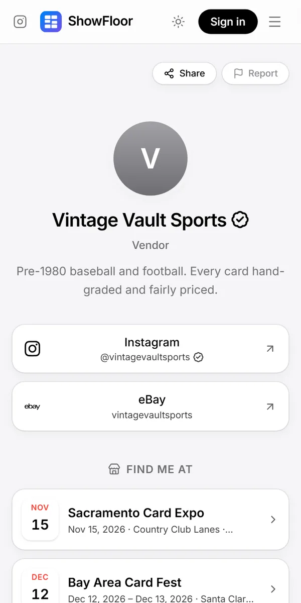 A vendor's Card Back in the Classic theme