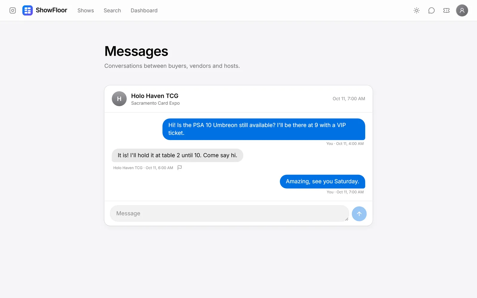 A conversation between a buyer and a vendor
