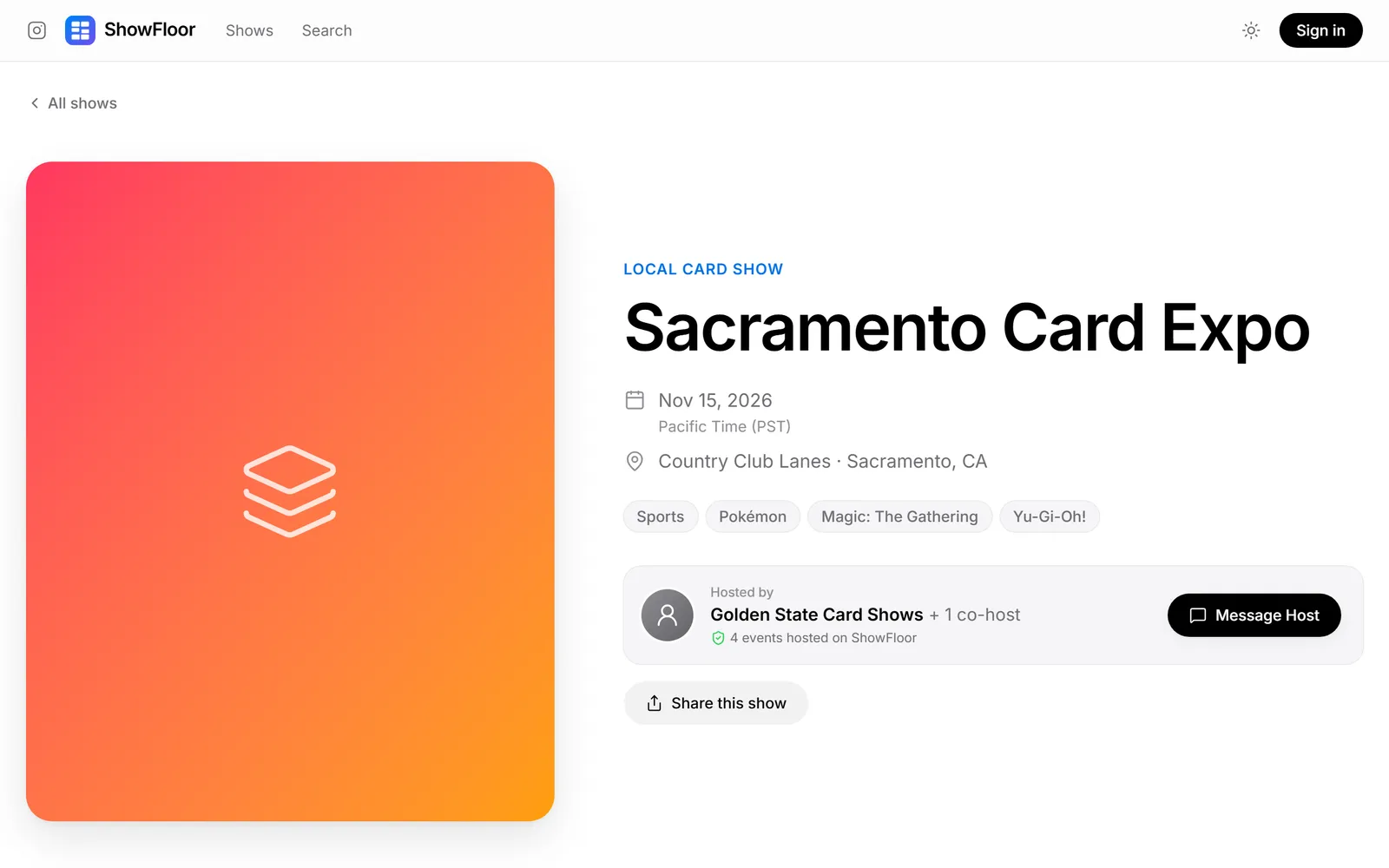 A public show page