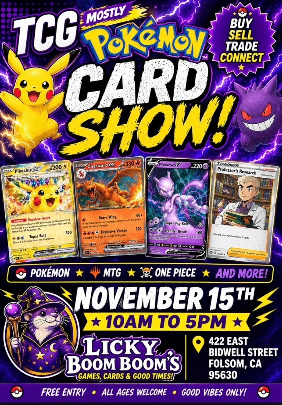 Licky Boom Boom’s Card Show flyer