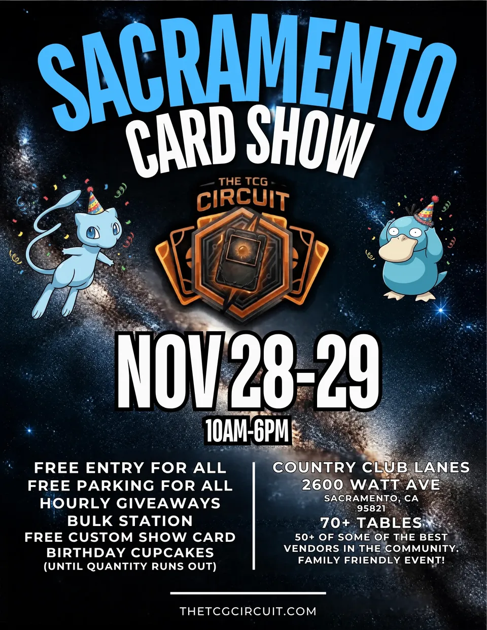 The TCG Circuit Sacramento Card Show (Birthday Bash) flyer