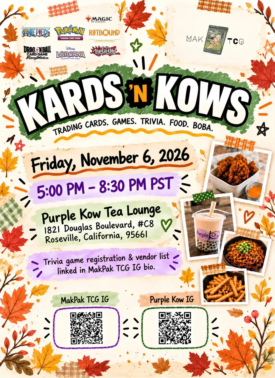 MakPak TCG Kards ‘N Kows flyer