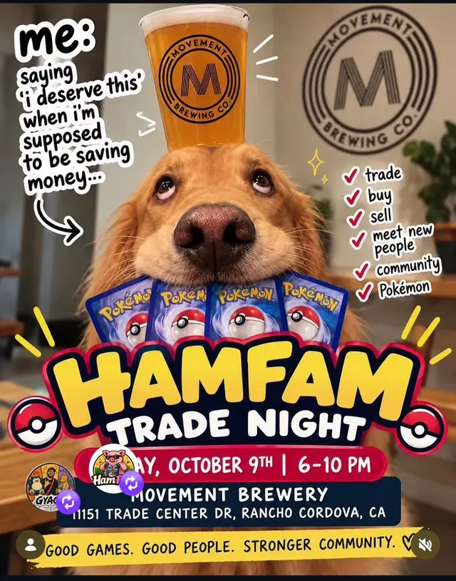 Flyer for HamFam Trade Night in Rancho Cordova, CA